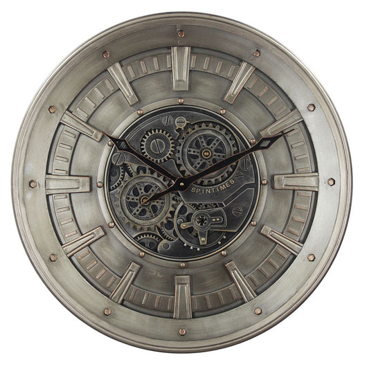 Pewter Engrenage Cog Clock 59 cm