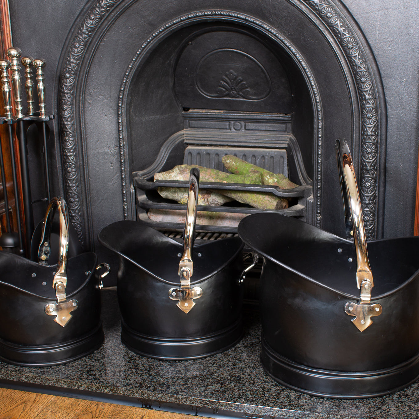 Coal Scuttle, Black with Nickel Finish