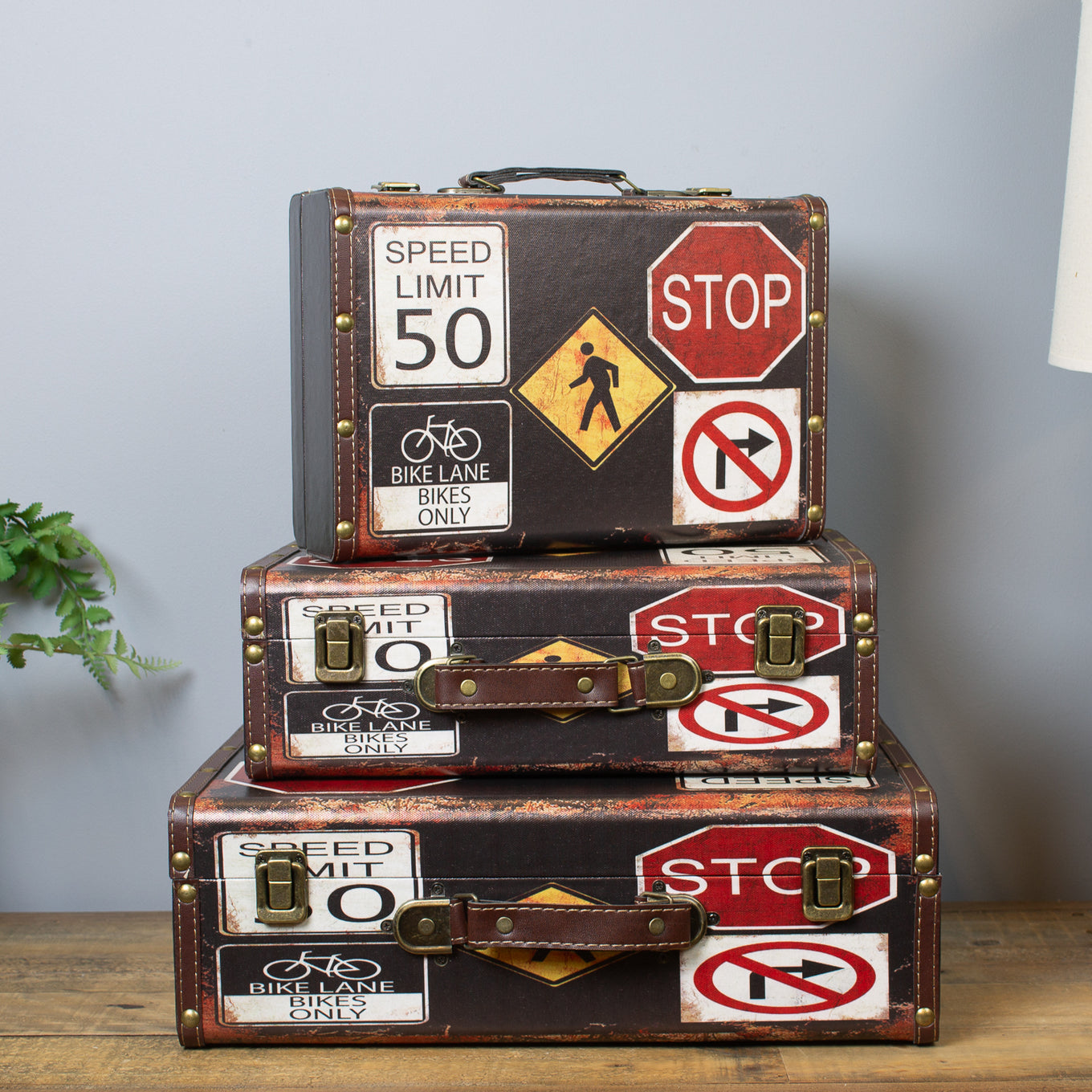 Vintage Luggage Storage Cases - Road Signs