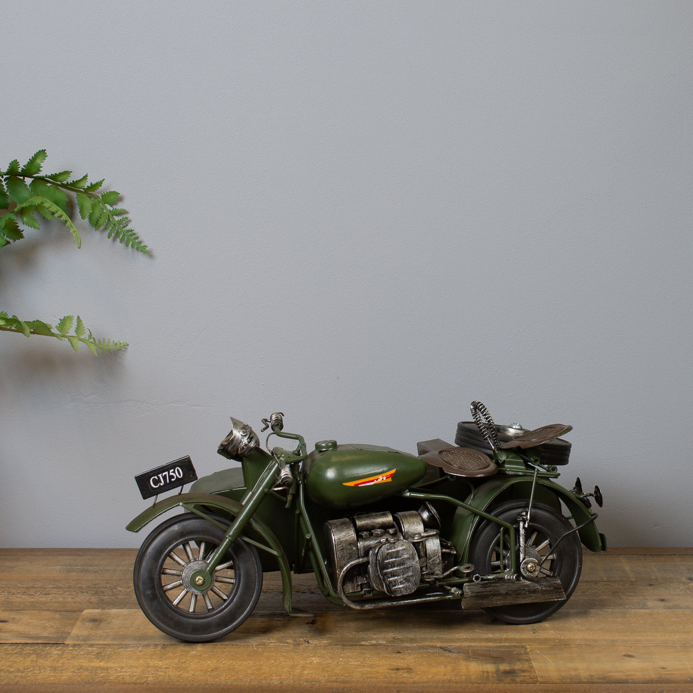 Vintage Army Motorcycle & Sidecar Model