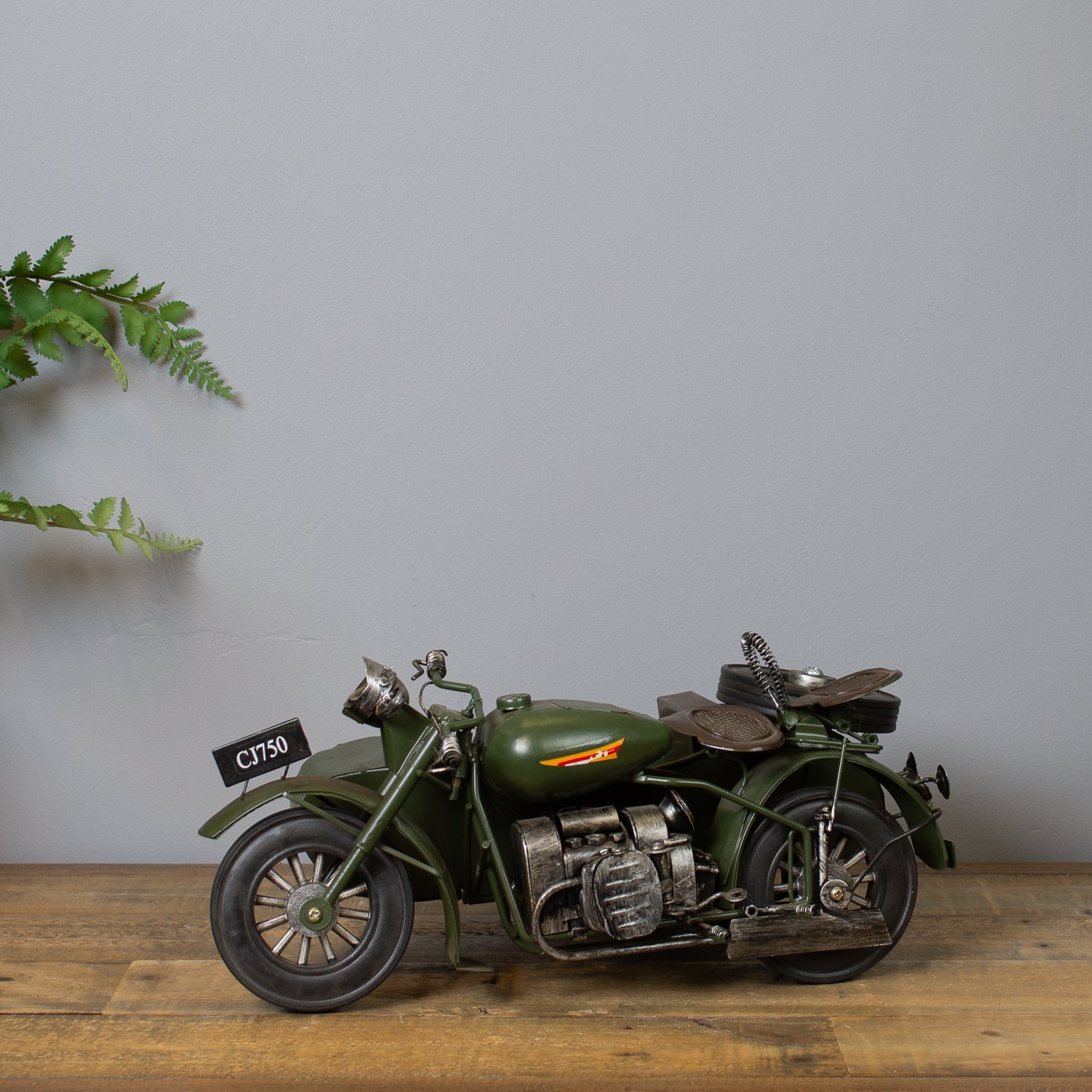 Vintage Army Motorcycle & Sidecar Model