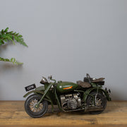 Vintage Army Motorcycle & Sidecar Model