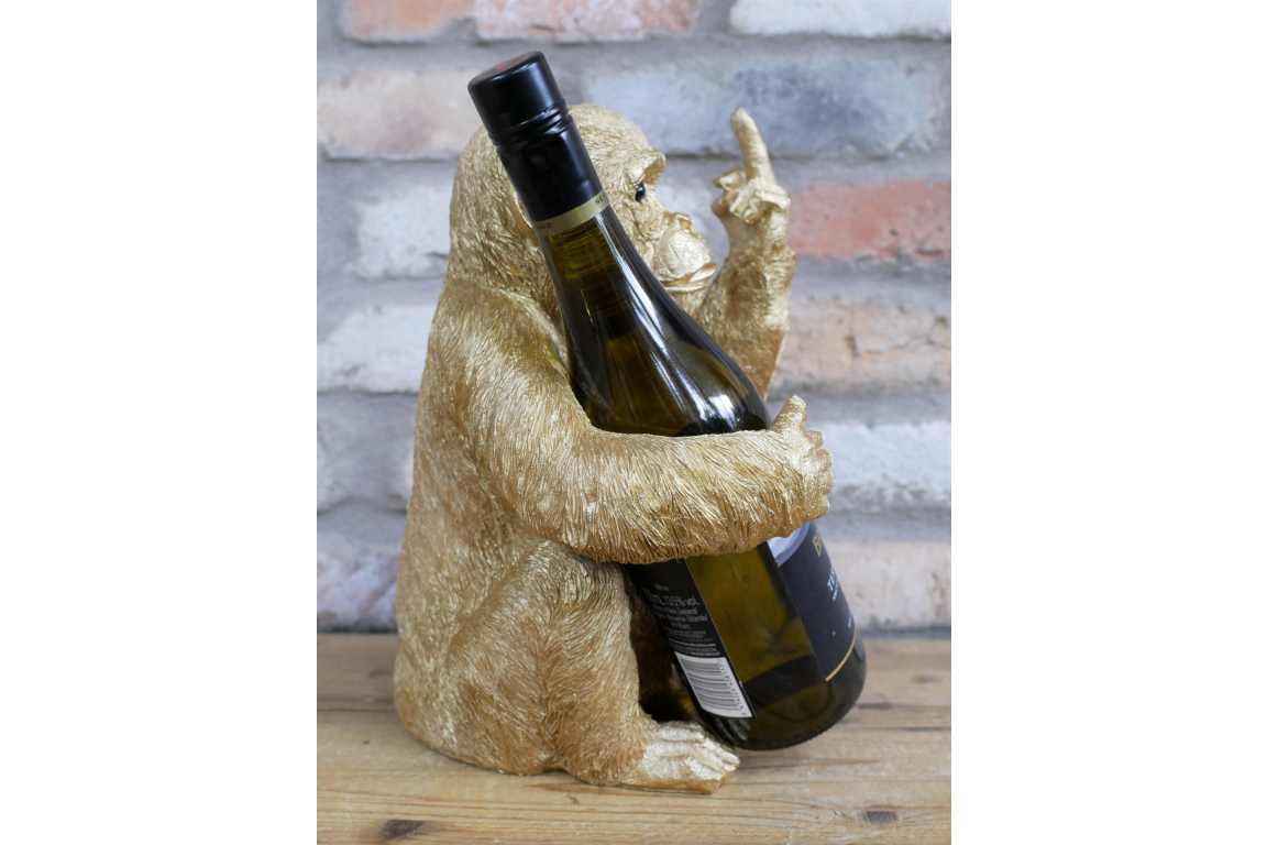 Up Yours Monkey Wine Holder, Gold