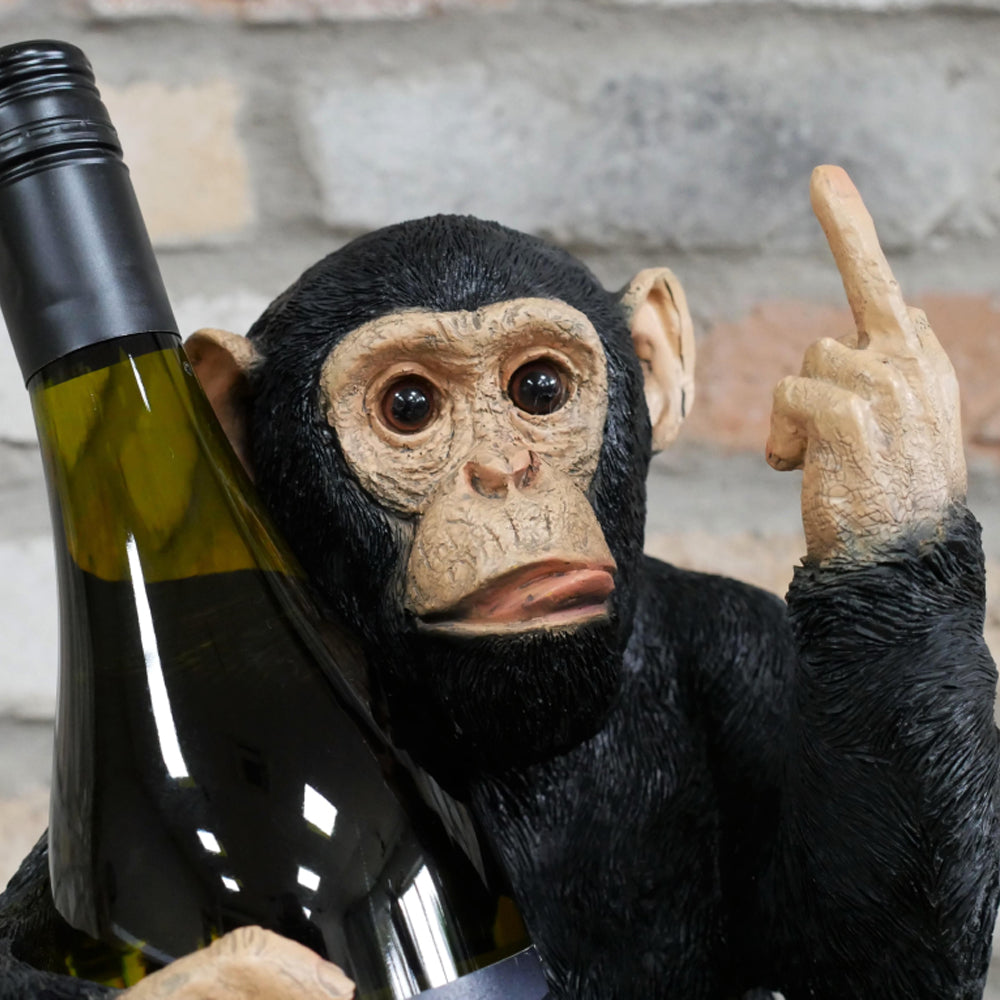 Up Yours Monkey Wine Holder, Black