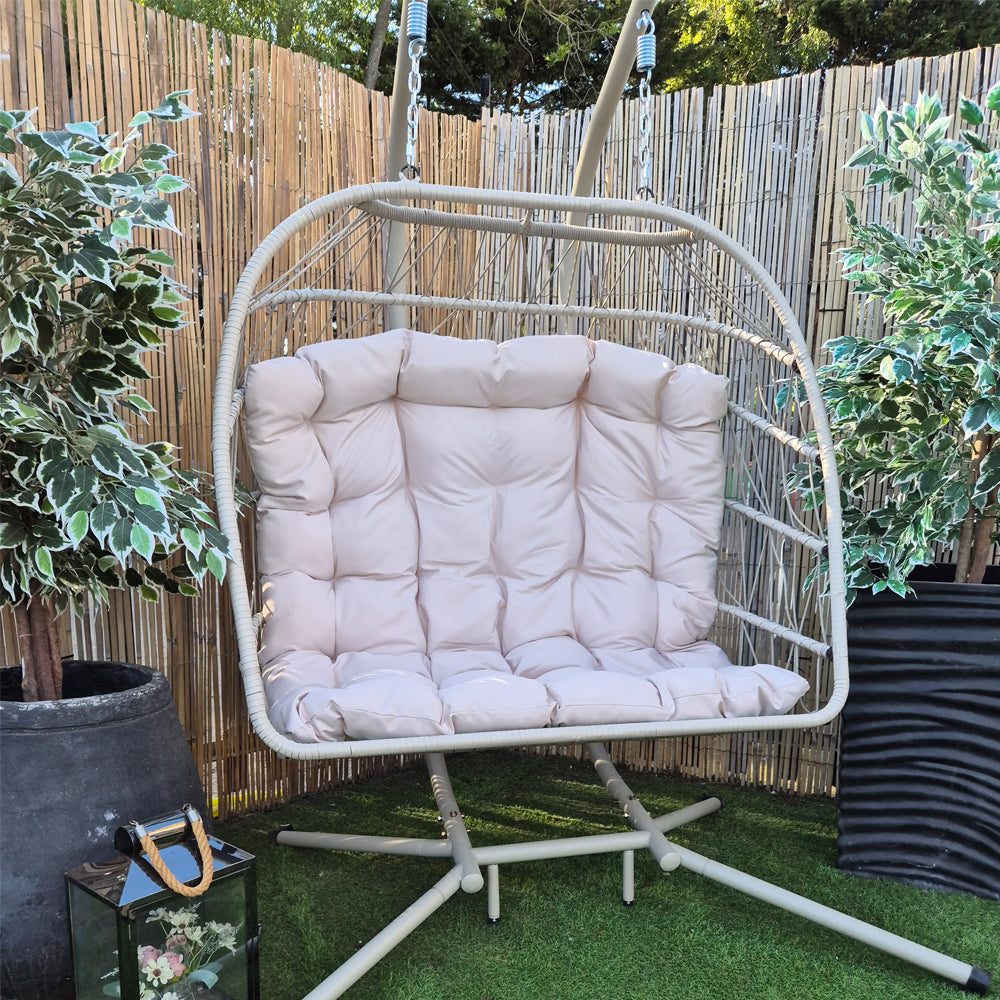 Brisbane Hanging Double Egg Chair, Cream
