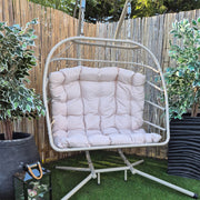 Brisbane Hanging Double Egg Chair, Cream
