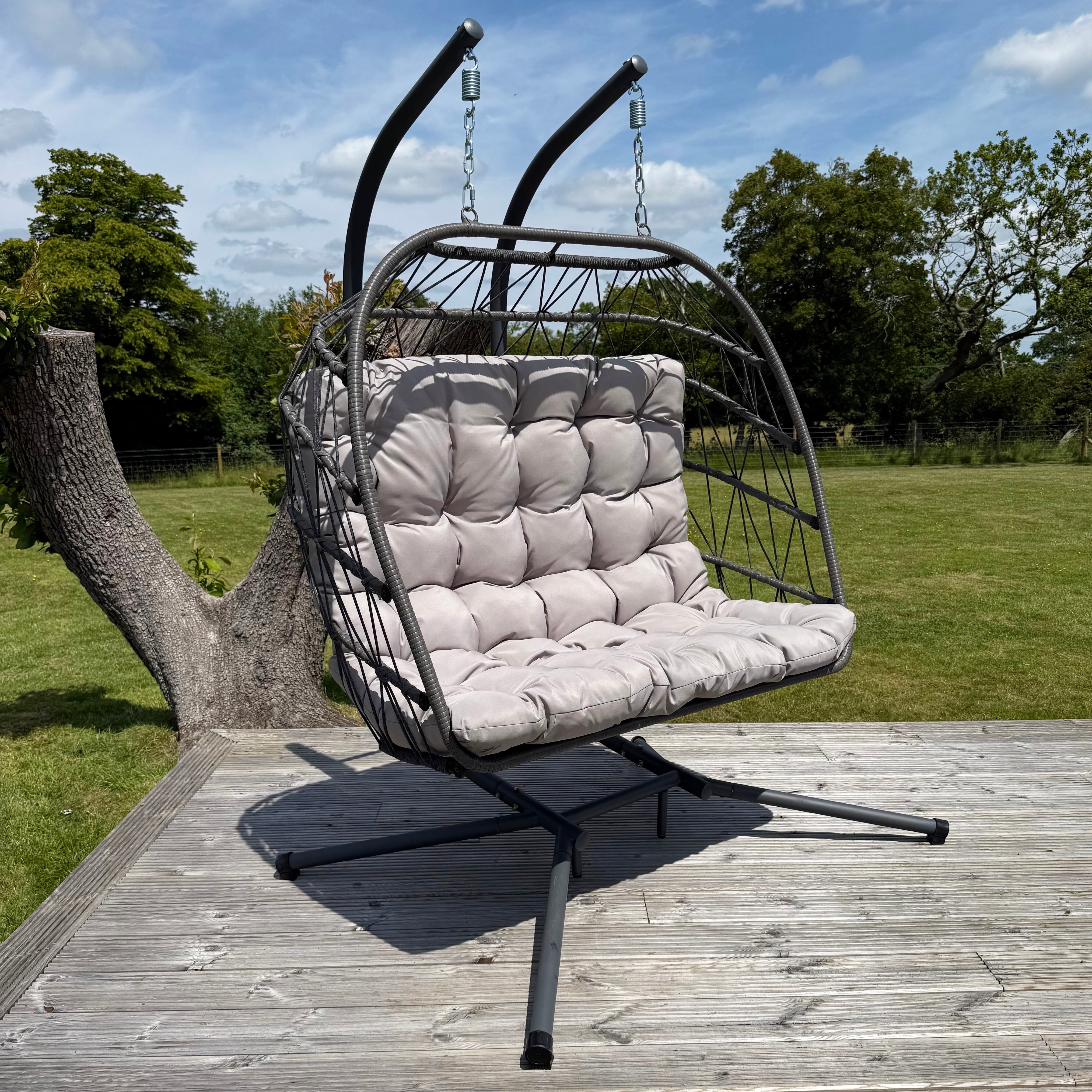 Brisbane Hanging Double Egg Chair, Grey