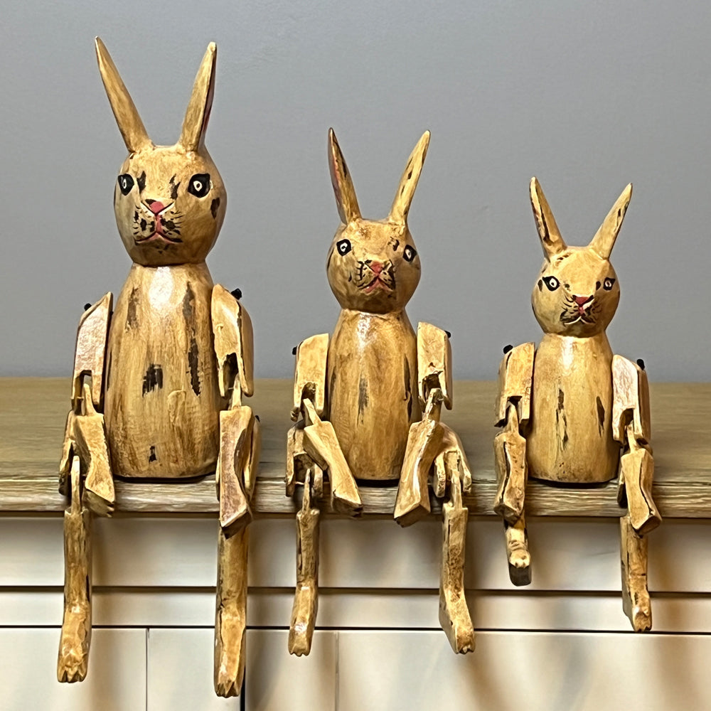 Articulated Natural Wooden Rabbit