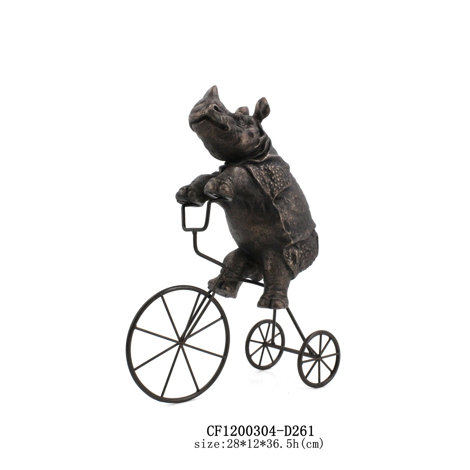 Rhino On Tricycle Sculpture