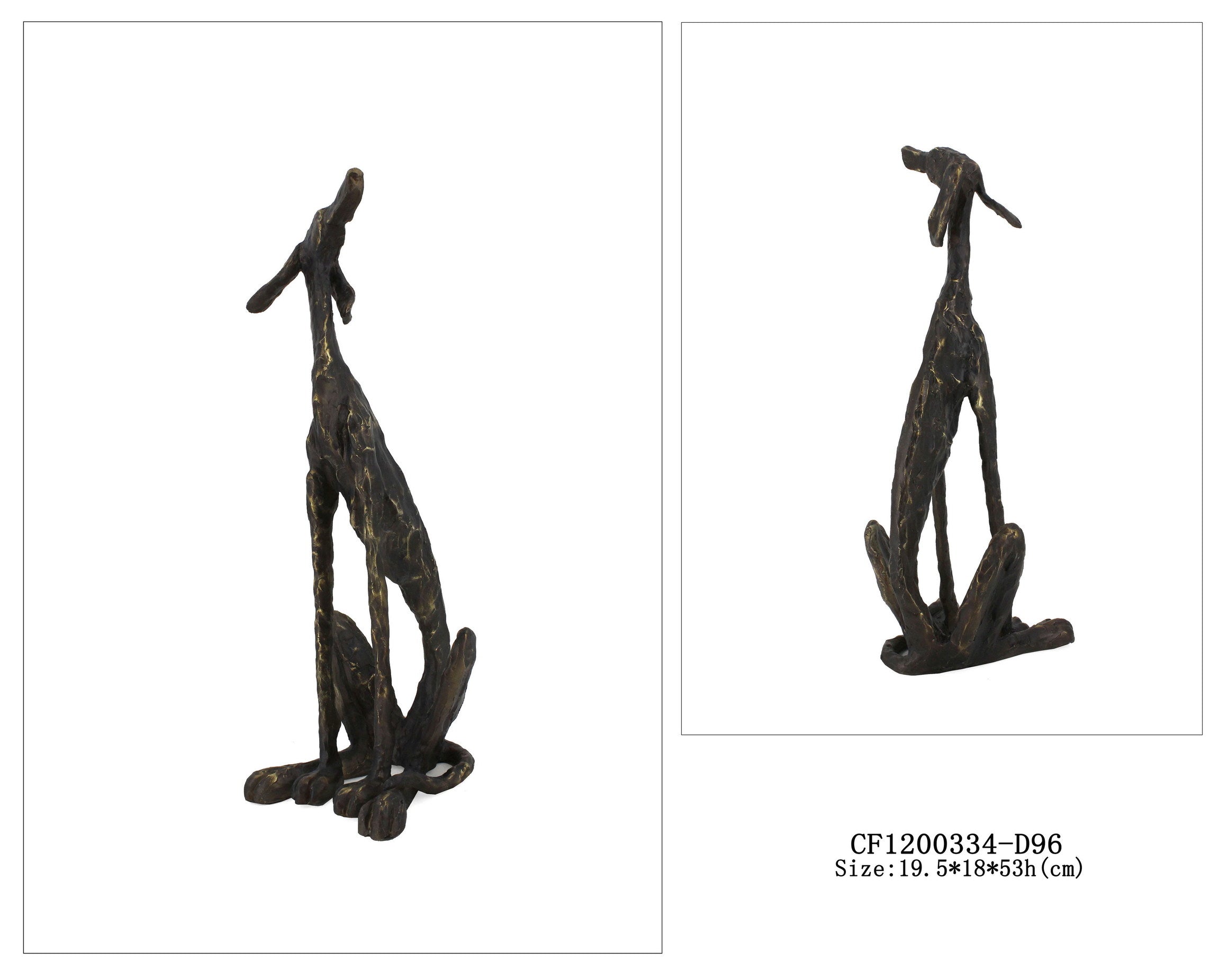 Black Howling Dog Statue