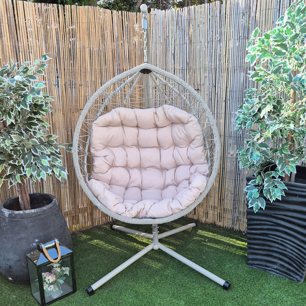 Cairns Deluxe Rope Hanging Egg Chair, Cream