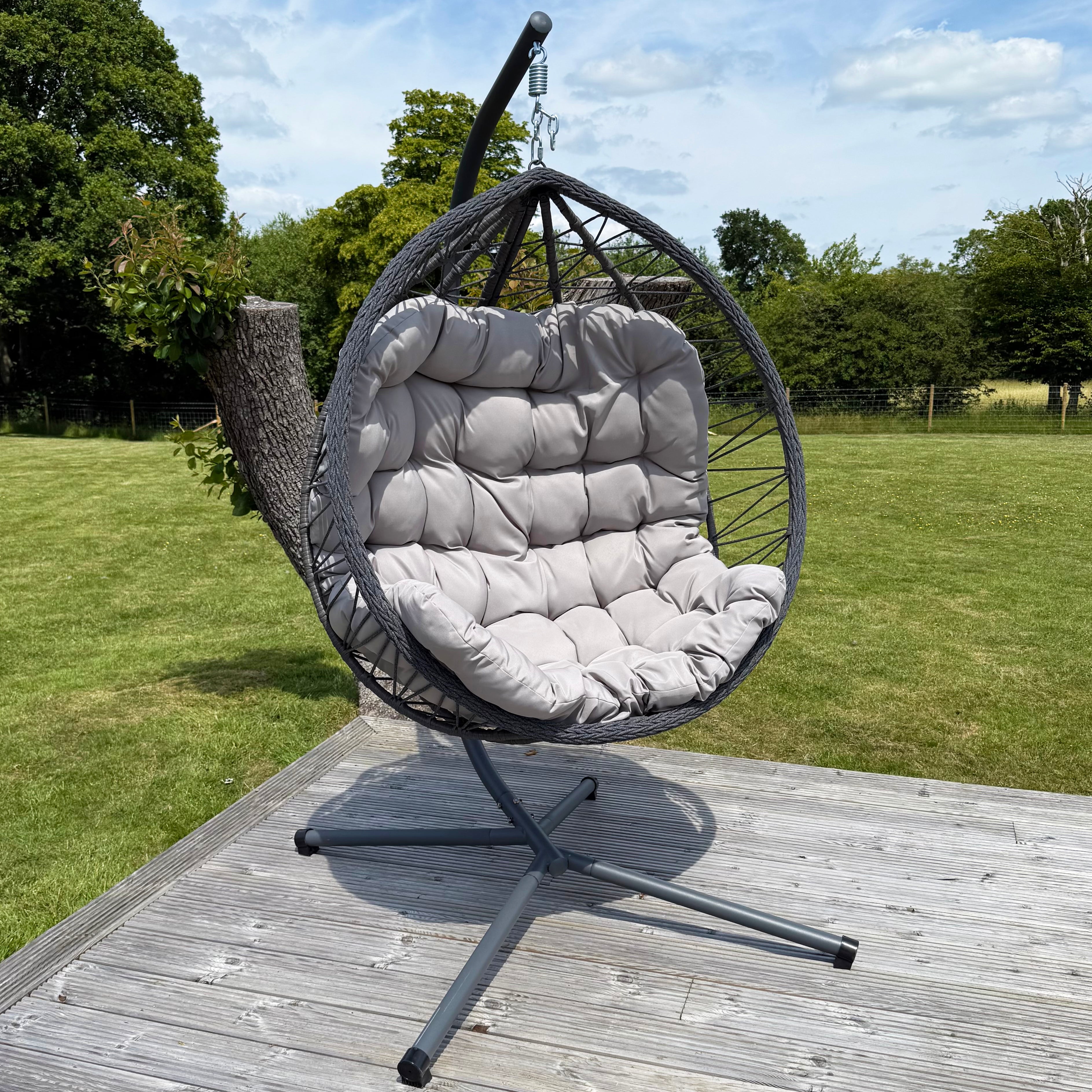 Cairns Deluxe Rope Hanging Egg Chair, Grey