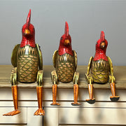 Articulated Painted Wooden Cockerel
