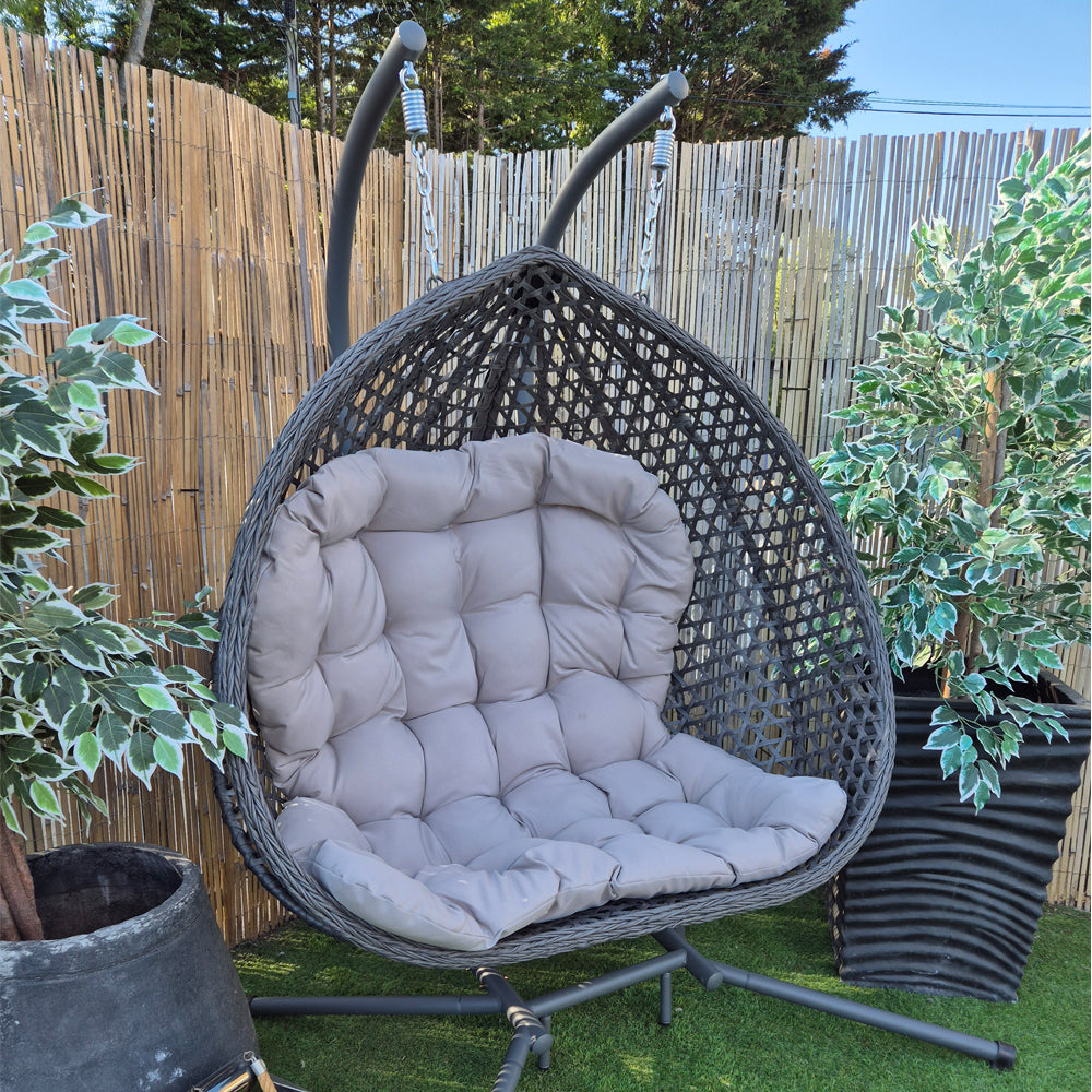 Darwin Double Hanging Egg Chair, Grey
