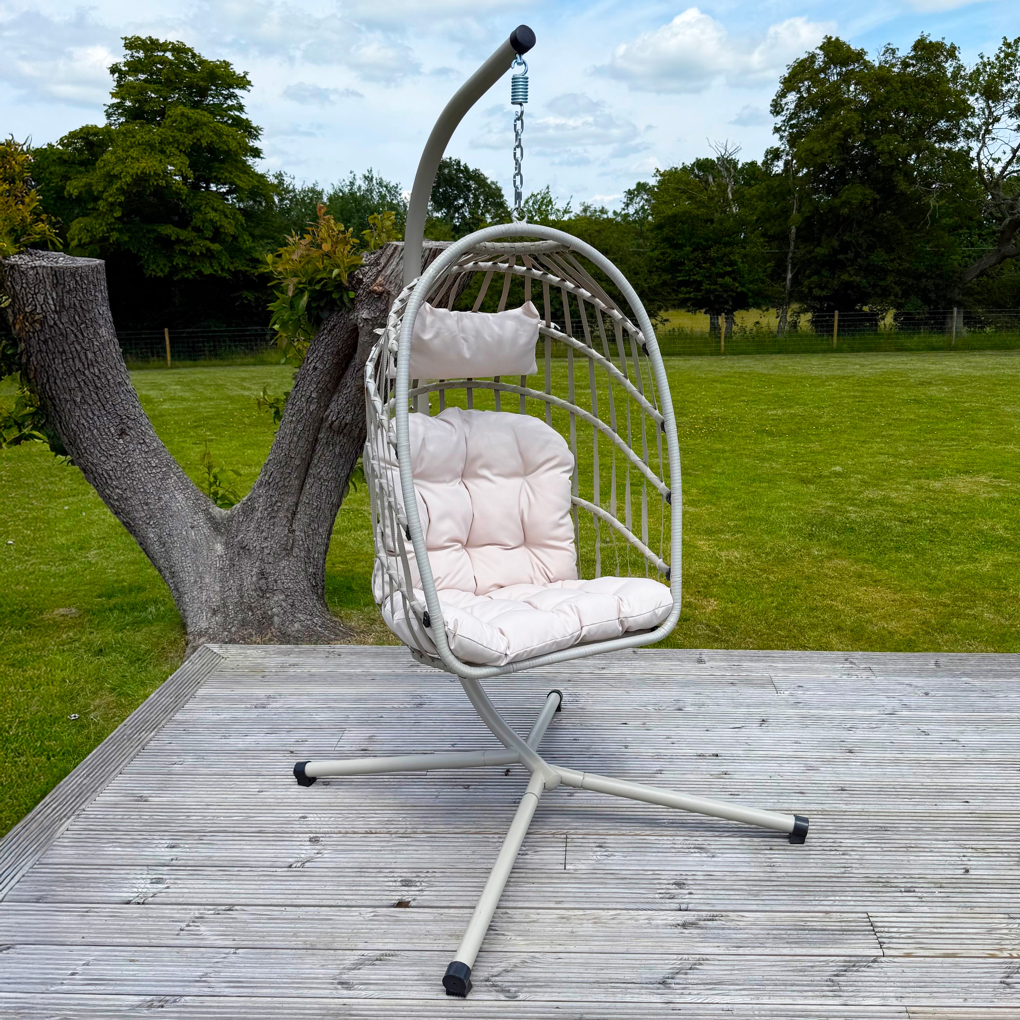 Geelong Hanging  Egg Chair, Cream