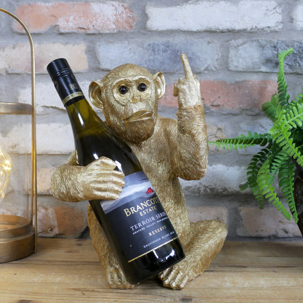 Up Yours Monkey Wine Holder, Gold