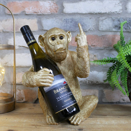 Up Yours Monkey Wine Holder, Gold