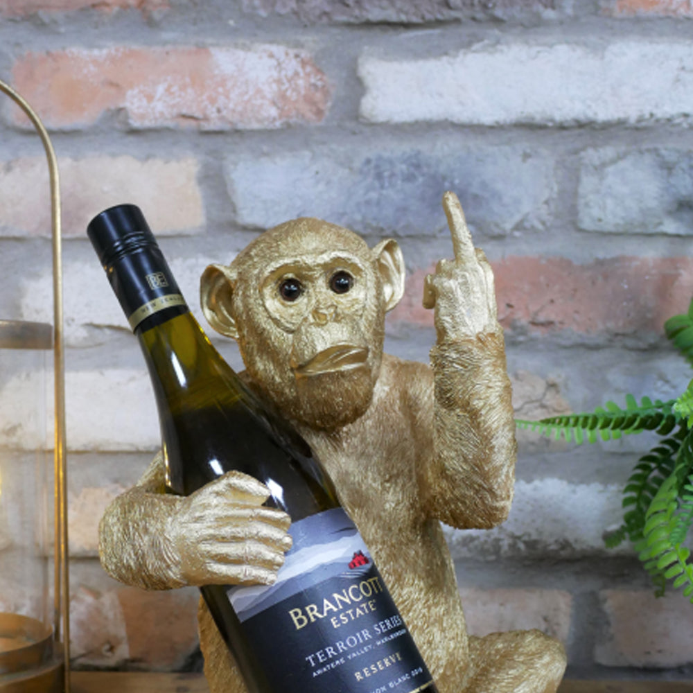 Up Yours Monkey Wine Holder, Gold