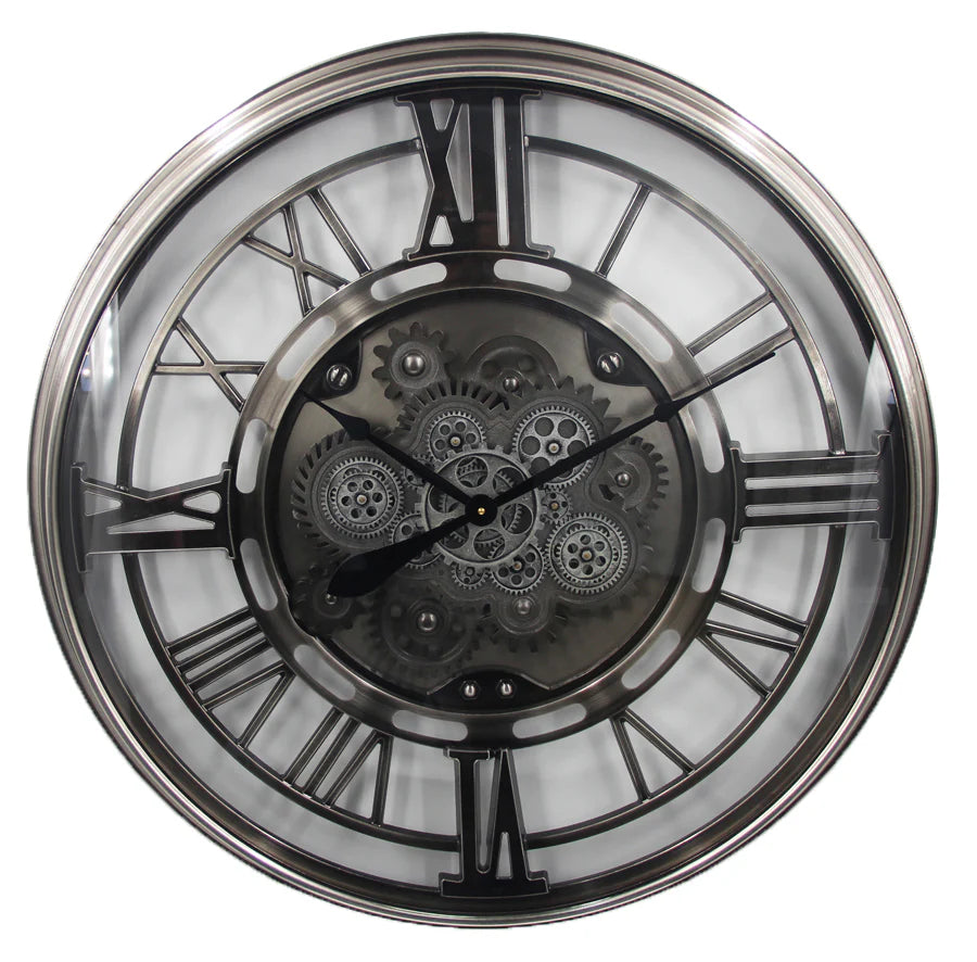 Industrial Skeleton Cog Clock 88 cm