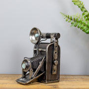 Vintage Camera in Antiqued Silver & Black