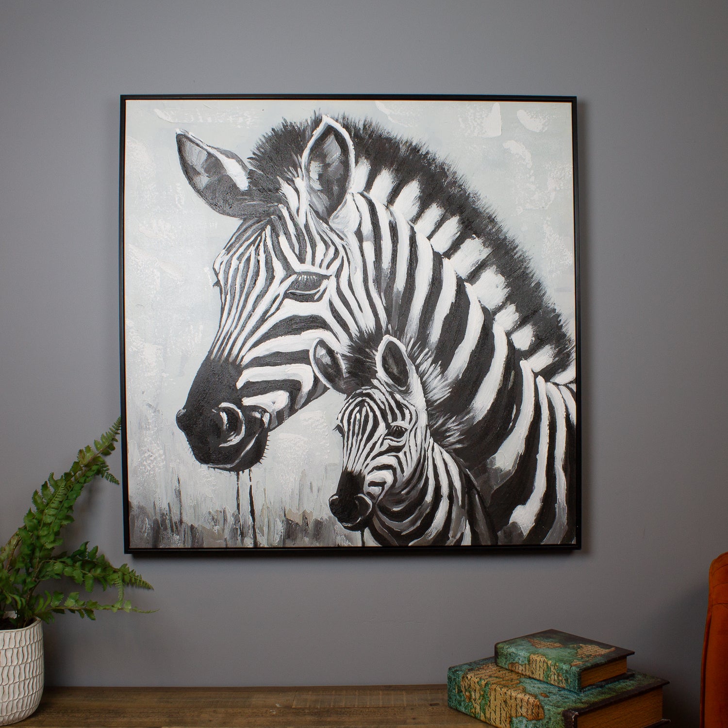 Nuzzling Zebras Oil Canvas