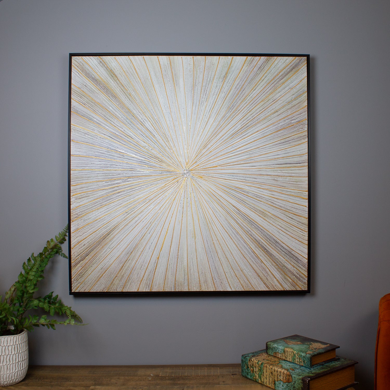 Golden Starburst Oil Canvas