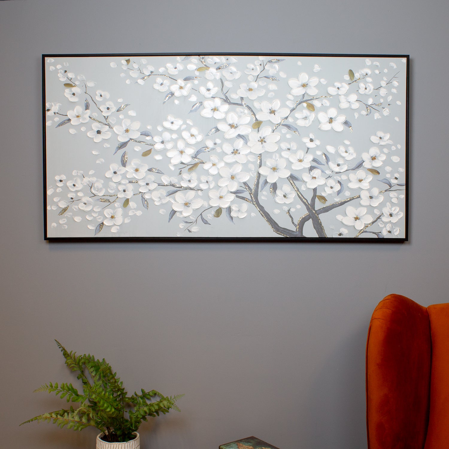 White Cherry Blossom Oil Canvas