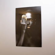 Gold Lipped Woman Tempered Glass Wall Art