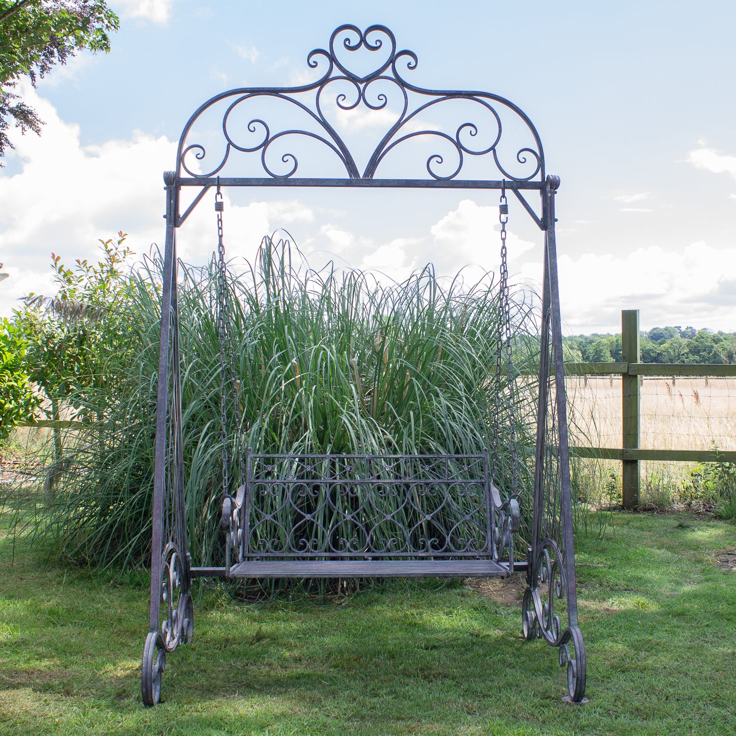 Wrought Iron 2 Seater Swing Seat, Classic Grey