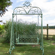 Wrought Iron 2 Seater Swing Seat, Green Patina