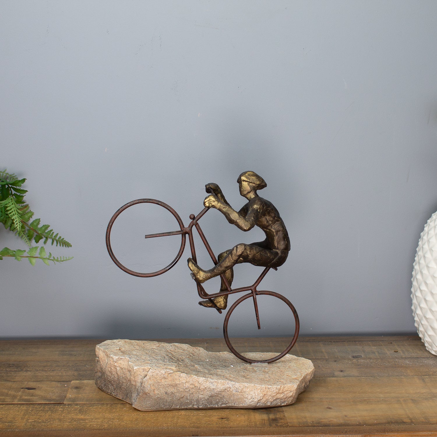 Wheelie Bike Rider Sculpture