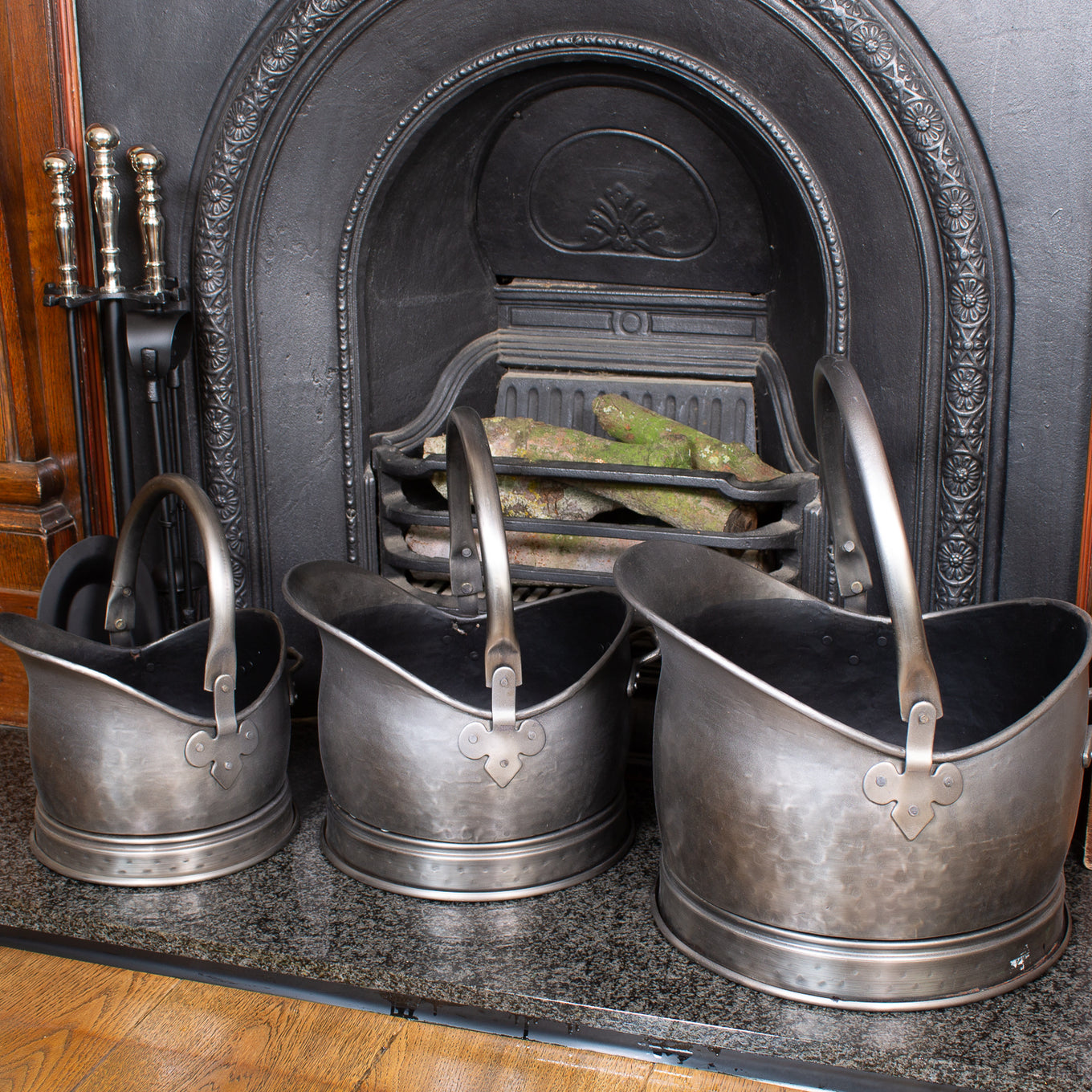 Coal Scuttle with Antique Pewter Finish