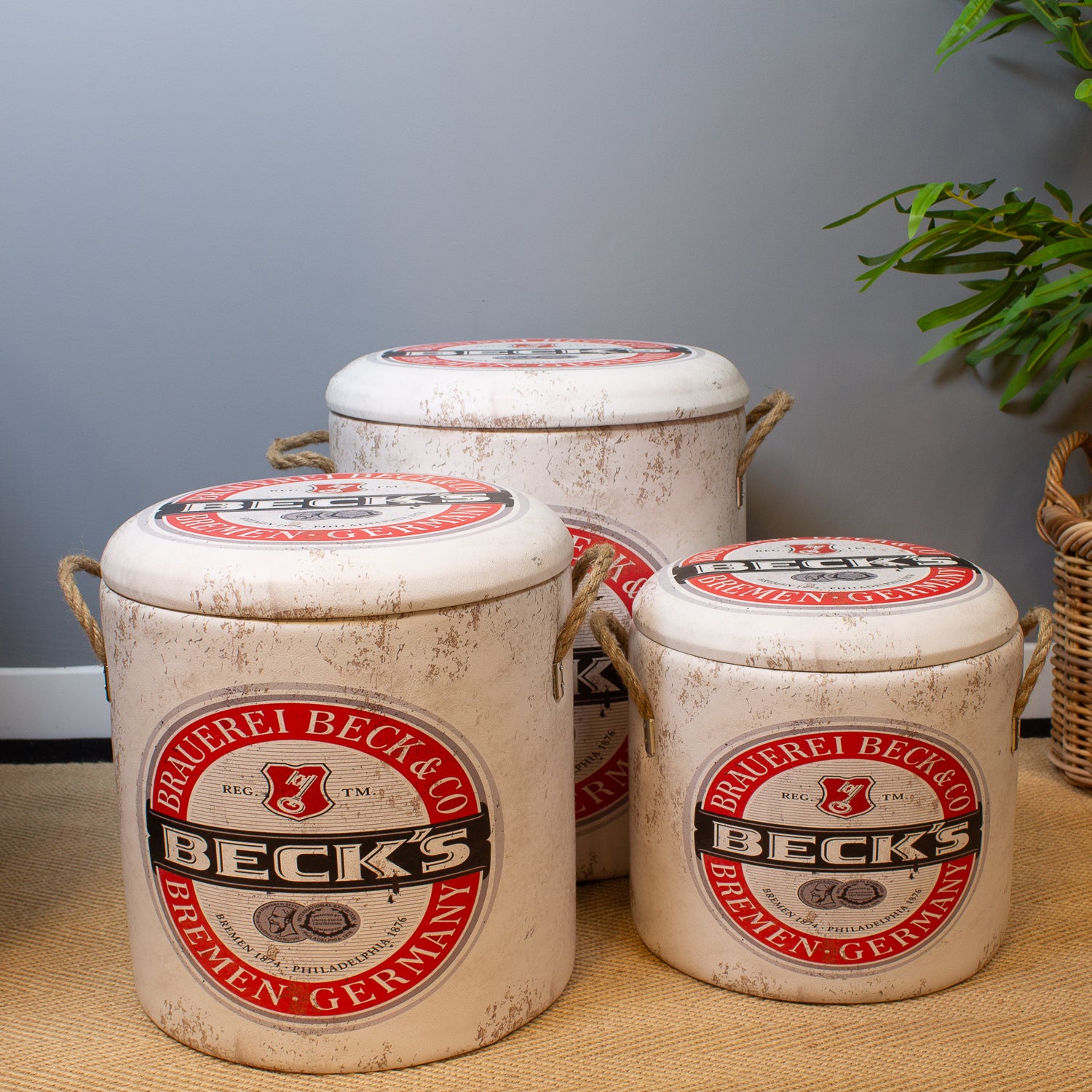 Storage Stool- White Lager