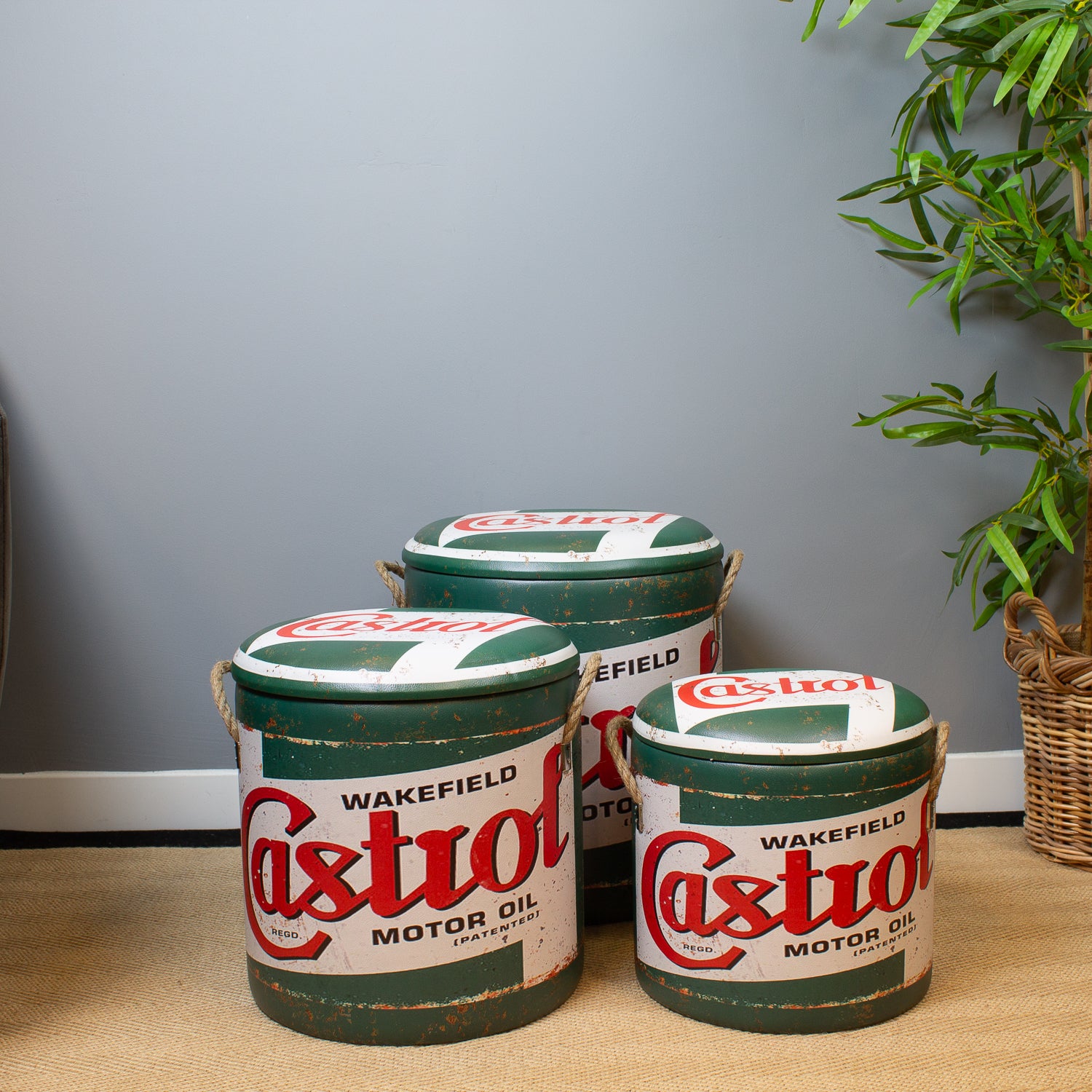 Storage Stool- Vintage Motor Oil