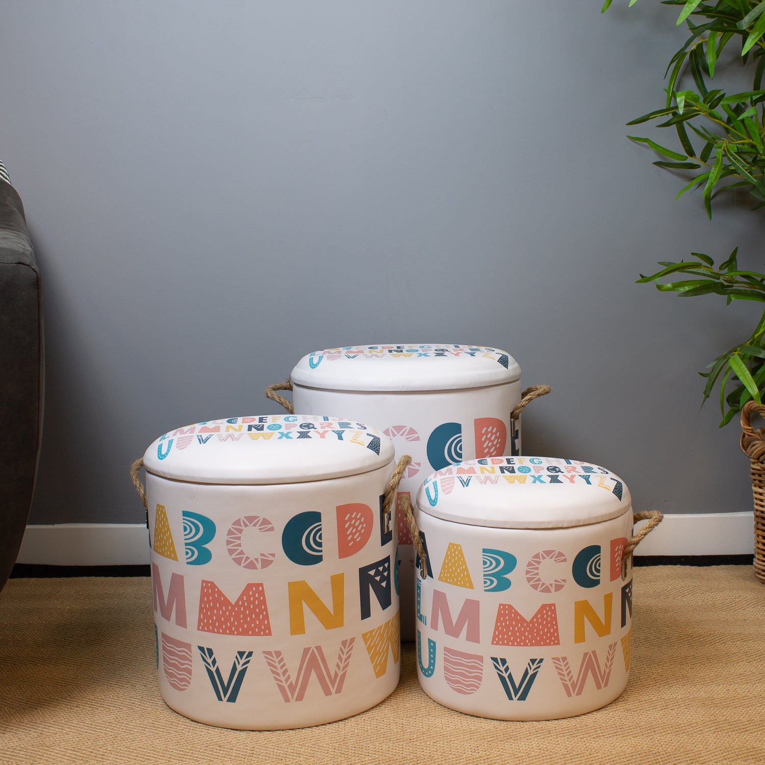 Storage Stool - Pastel Alphabet