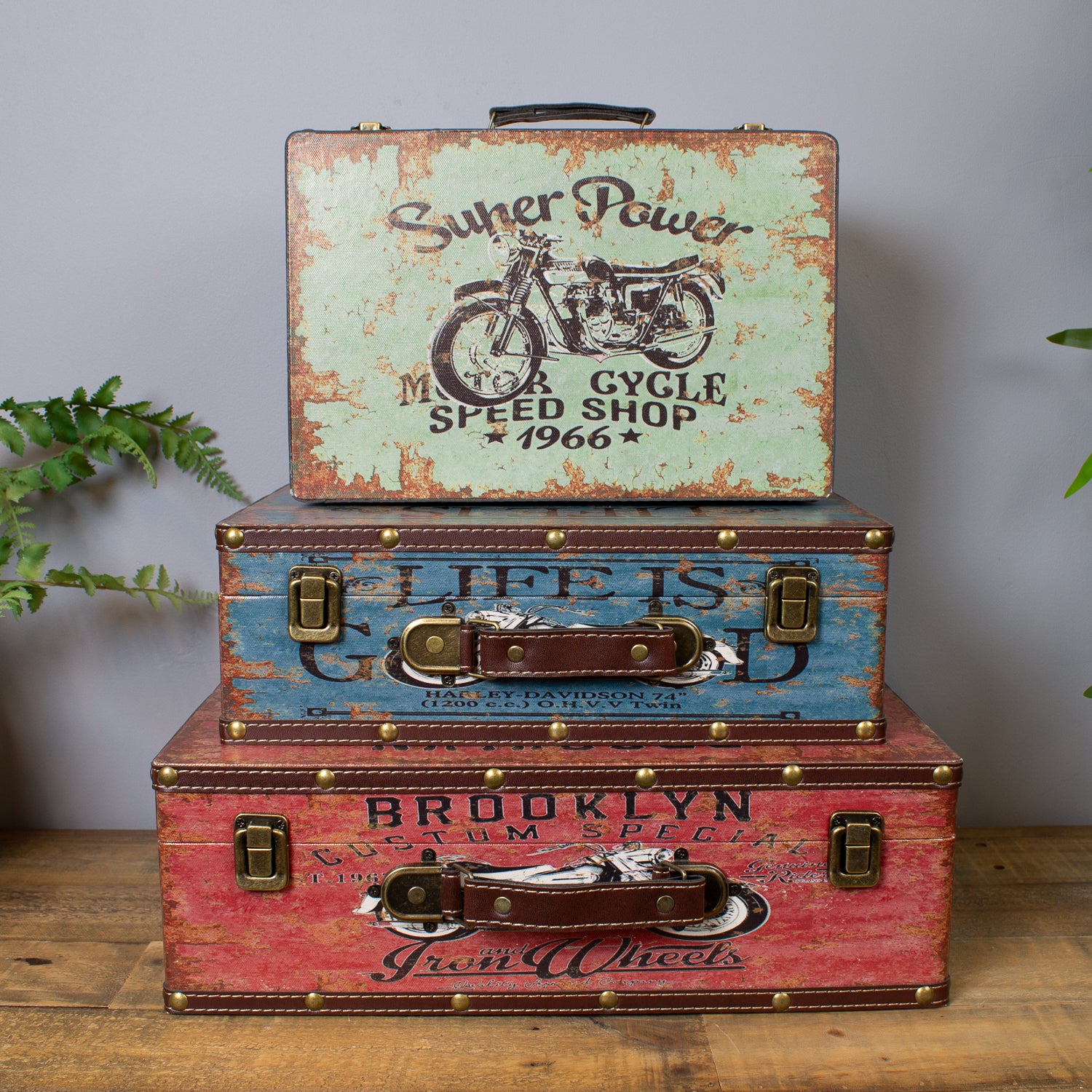 Vintage Luggage Storage Cases - Motorbikes