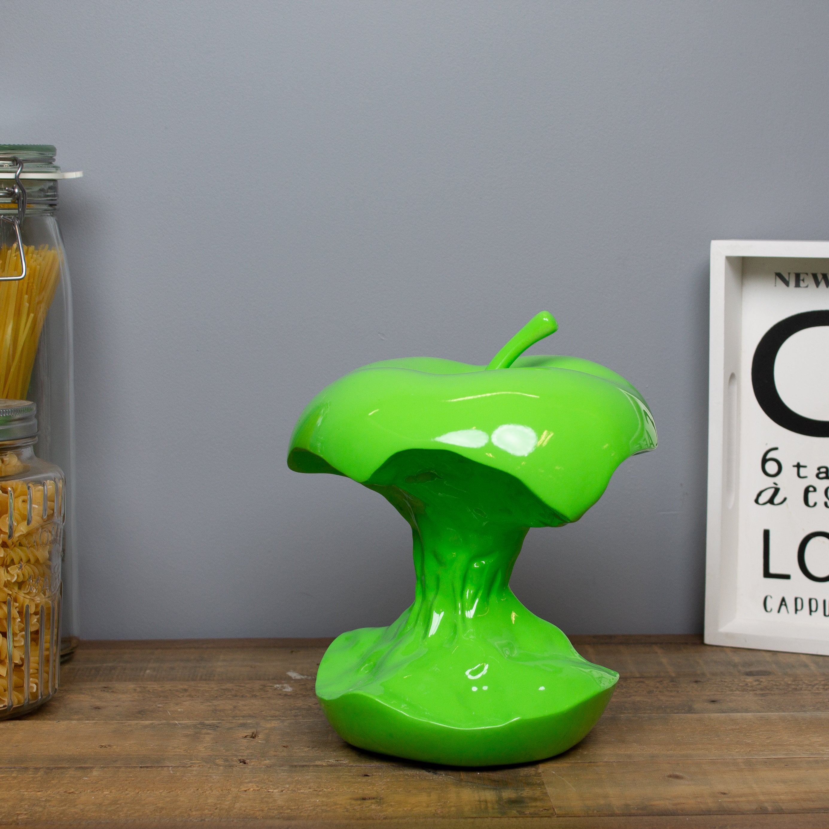 Green Apple Core Sculpture, 23 cm