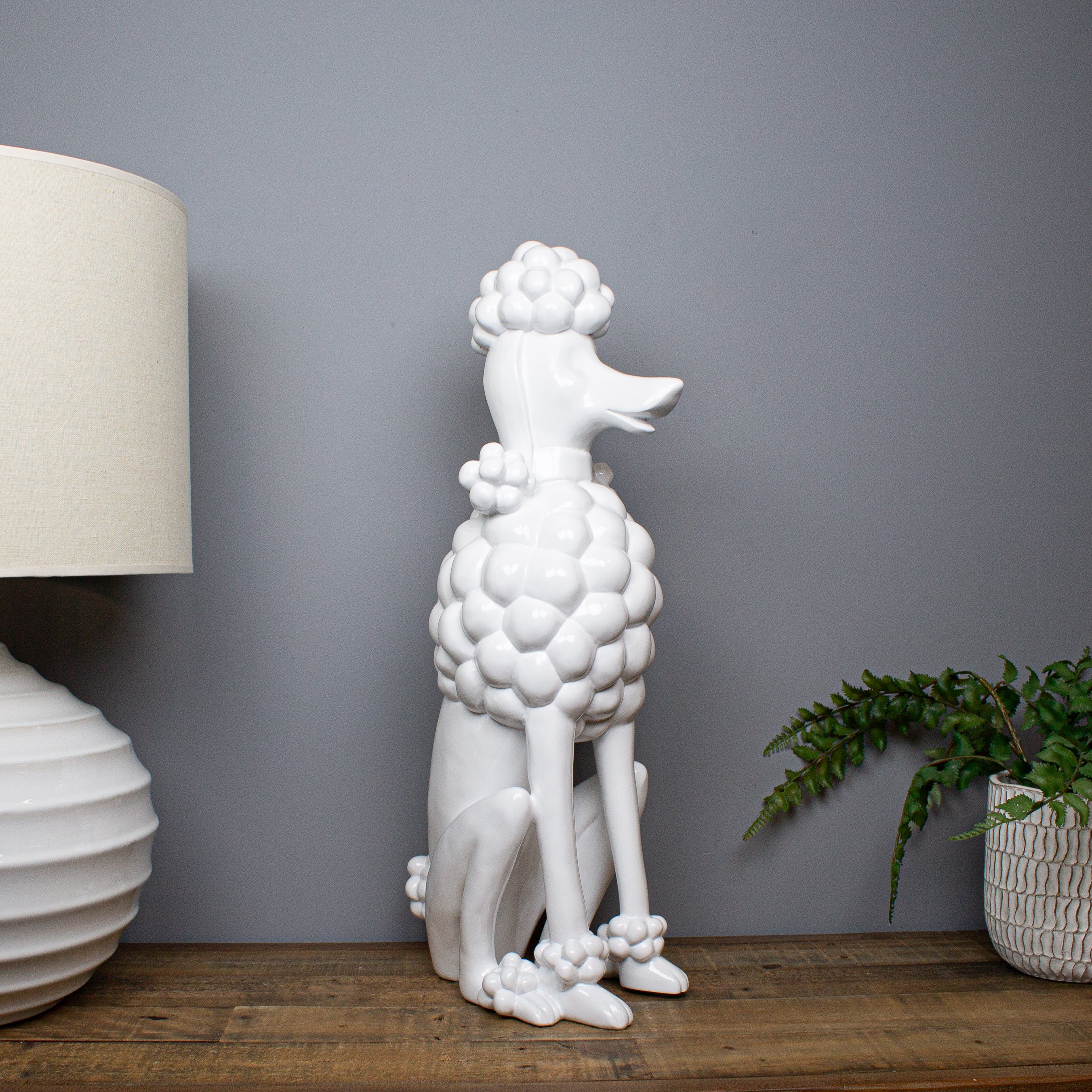 Sitting Poodle, White