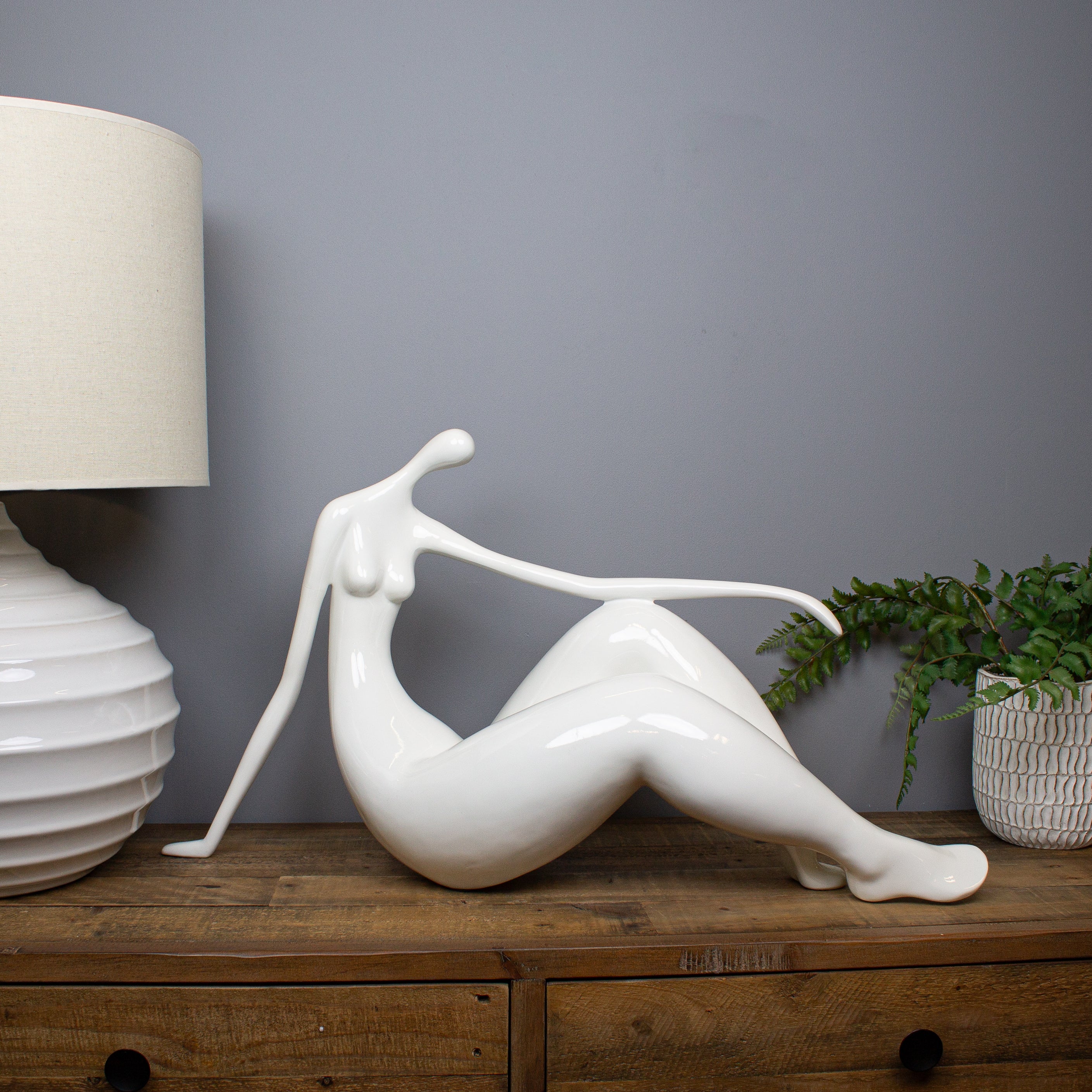 Resting Muse Sculpture, White