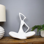 Seated Stretch Muse Sculpture, White