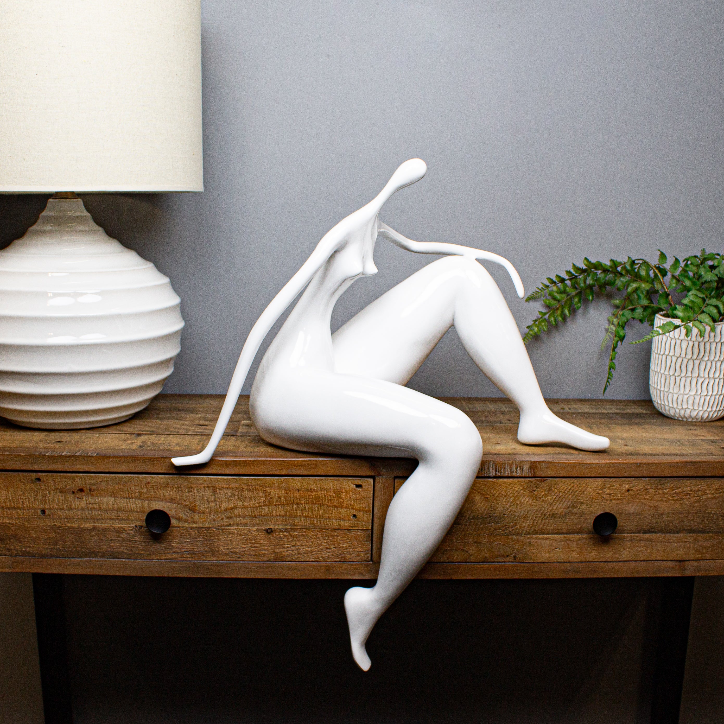 Relaxed Edge Muse Sculpture, White
