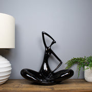 Seated Stretch Muse Sculpture, Black
