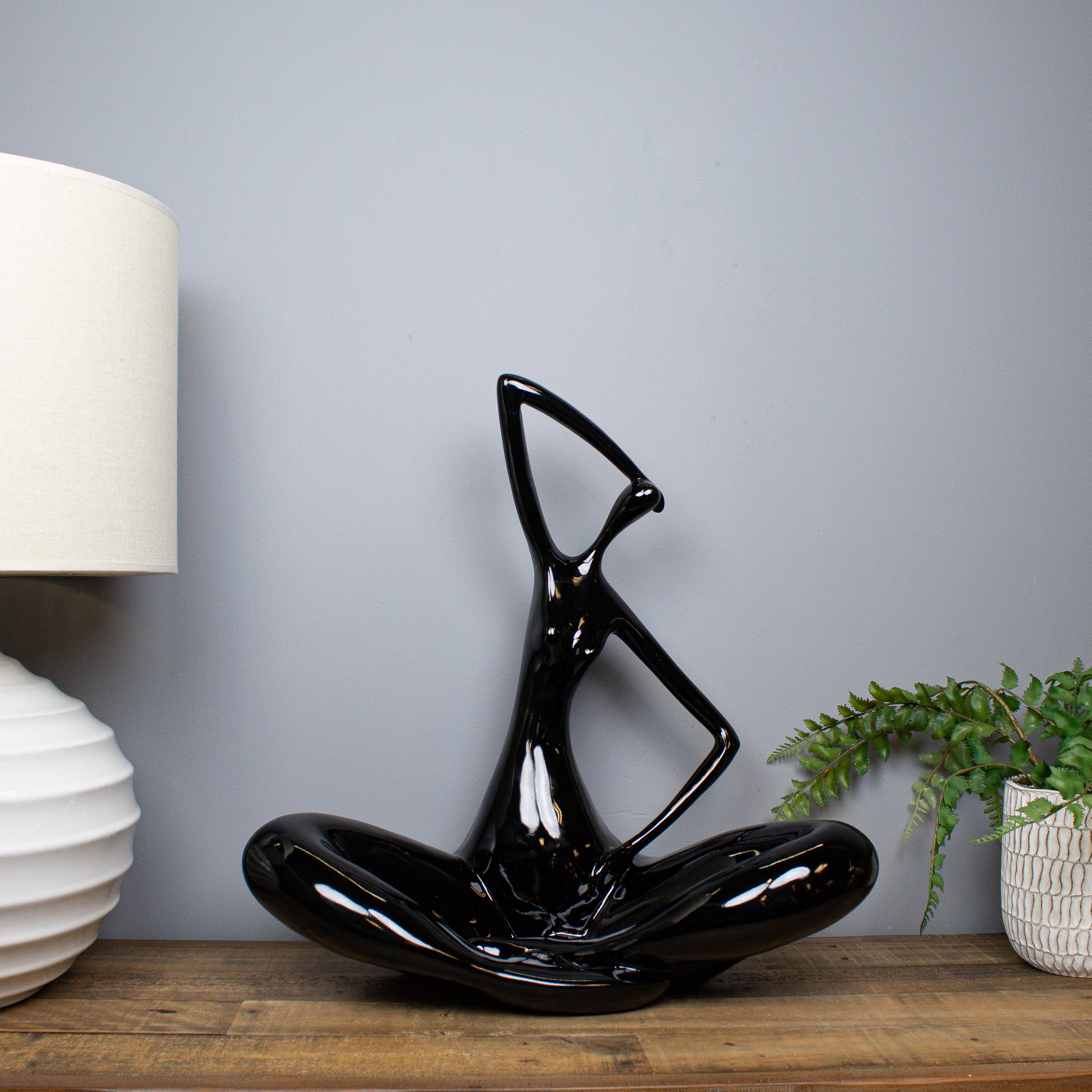 Seated Stretch Muse Sculpture, Black