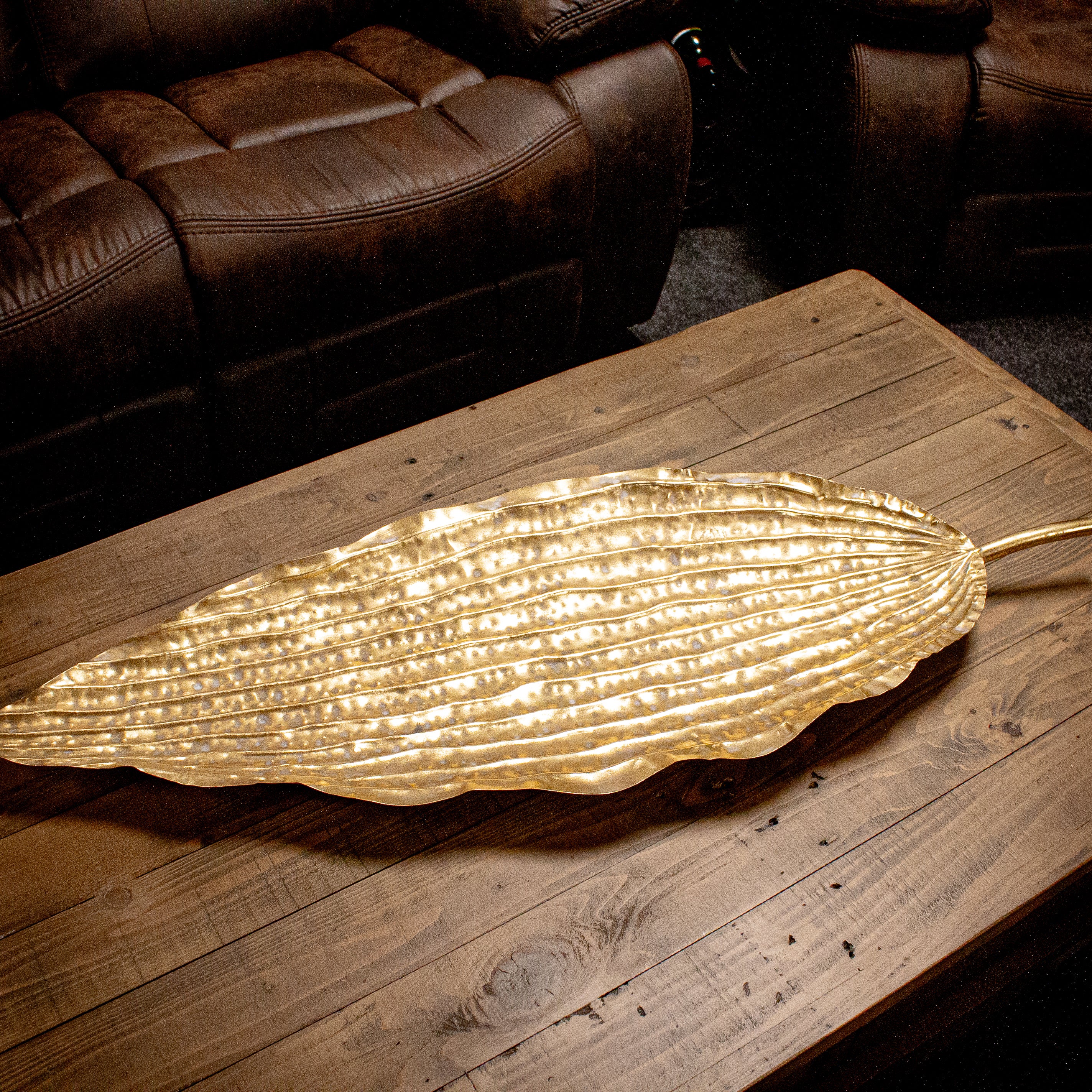 Gold Metal Leaf Tray - 97 cm