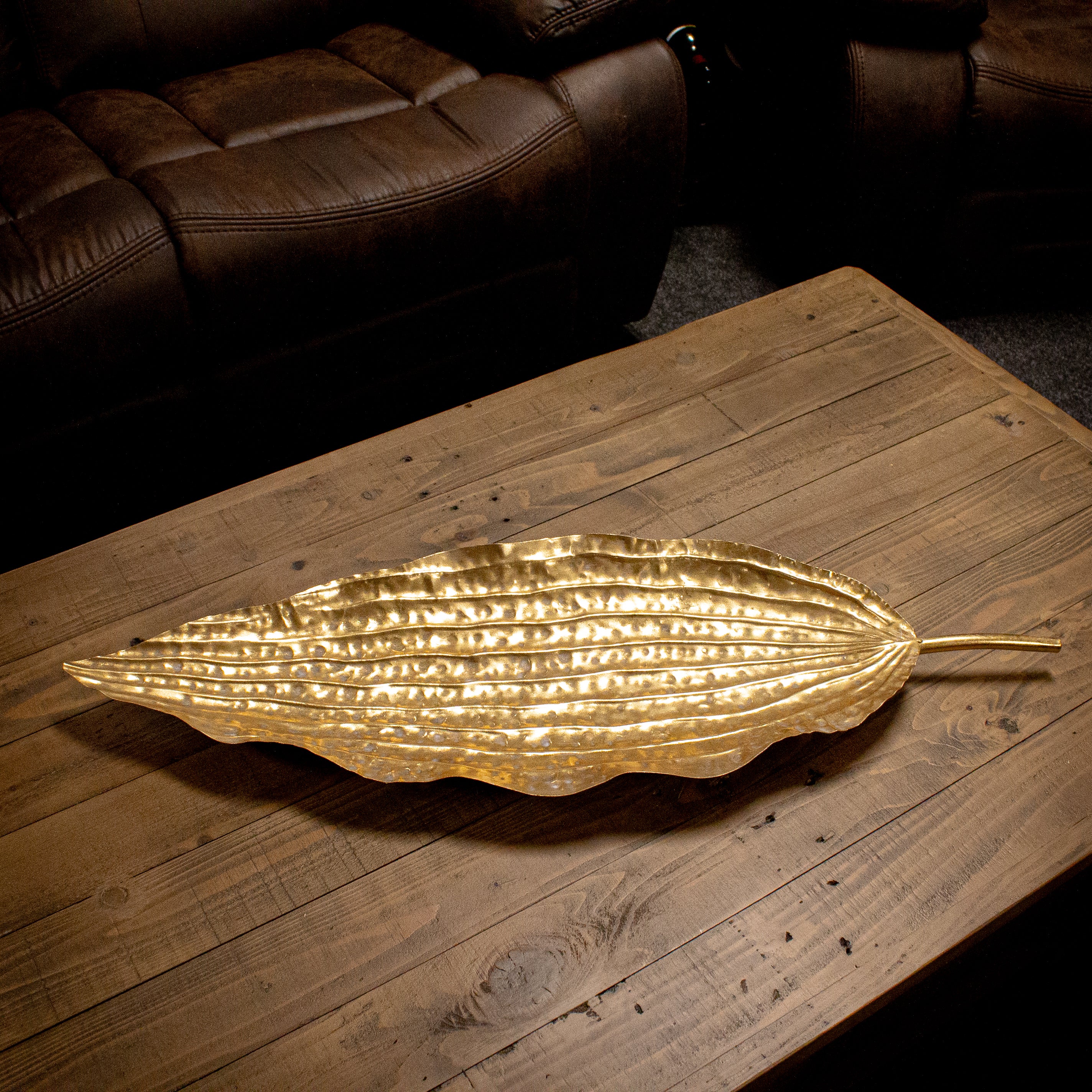 Gold Metal Leaf Tray - 80 cm