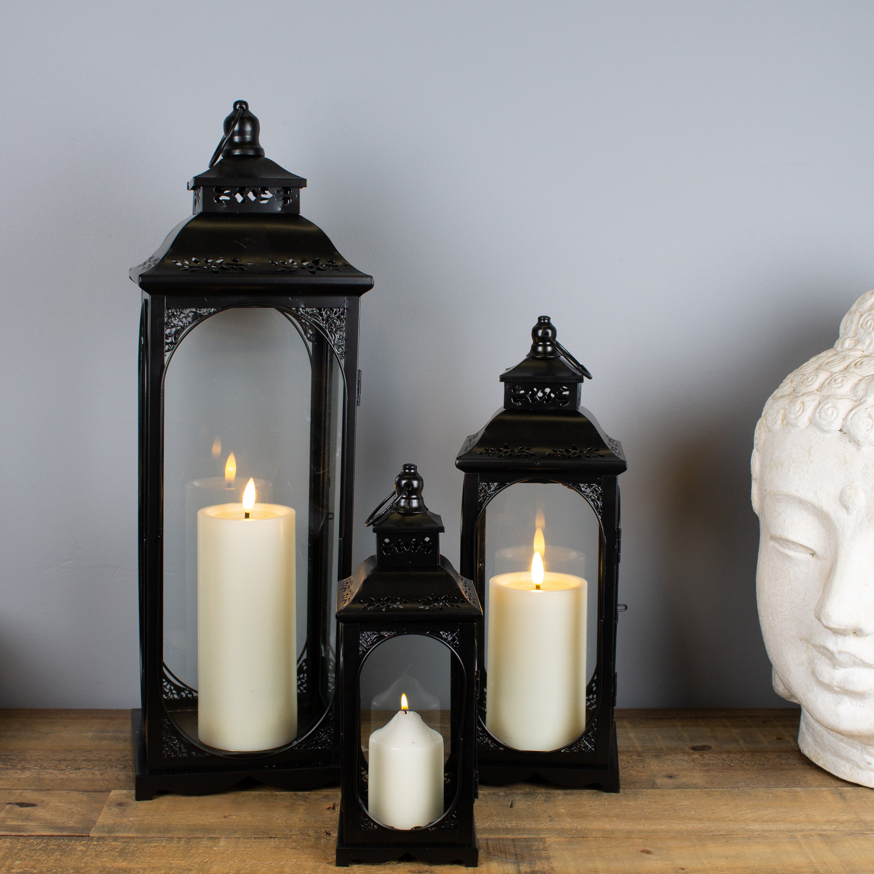 Harrington Candle Lantern Set, Black,