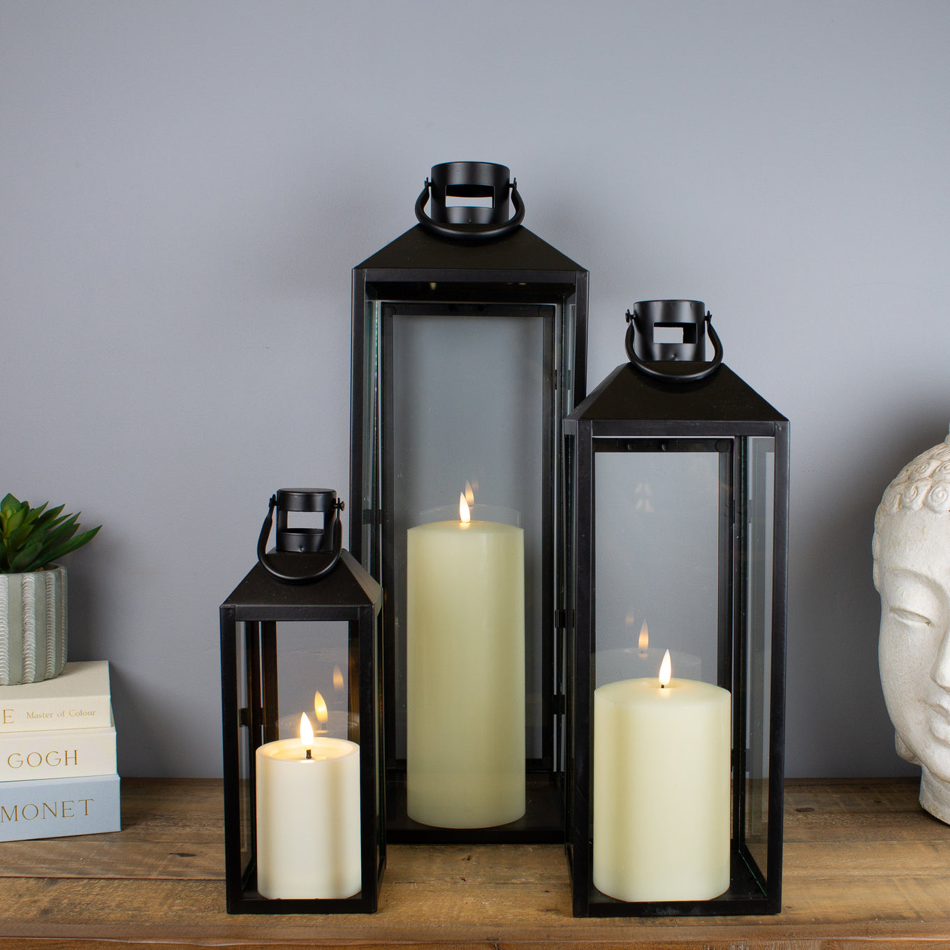 Winslow Candle Lantern Set, Black