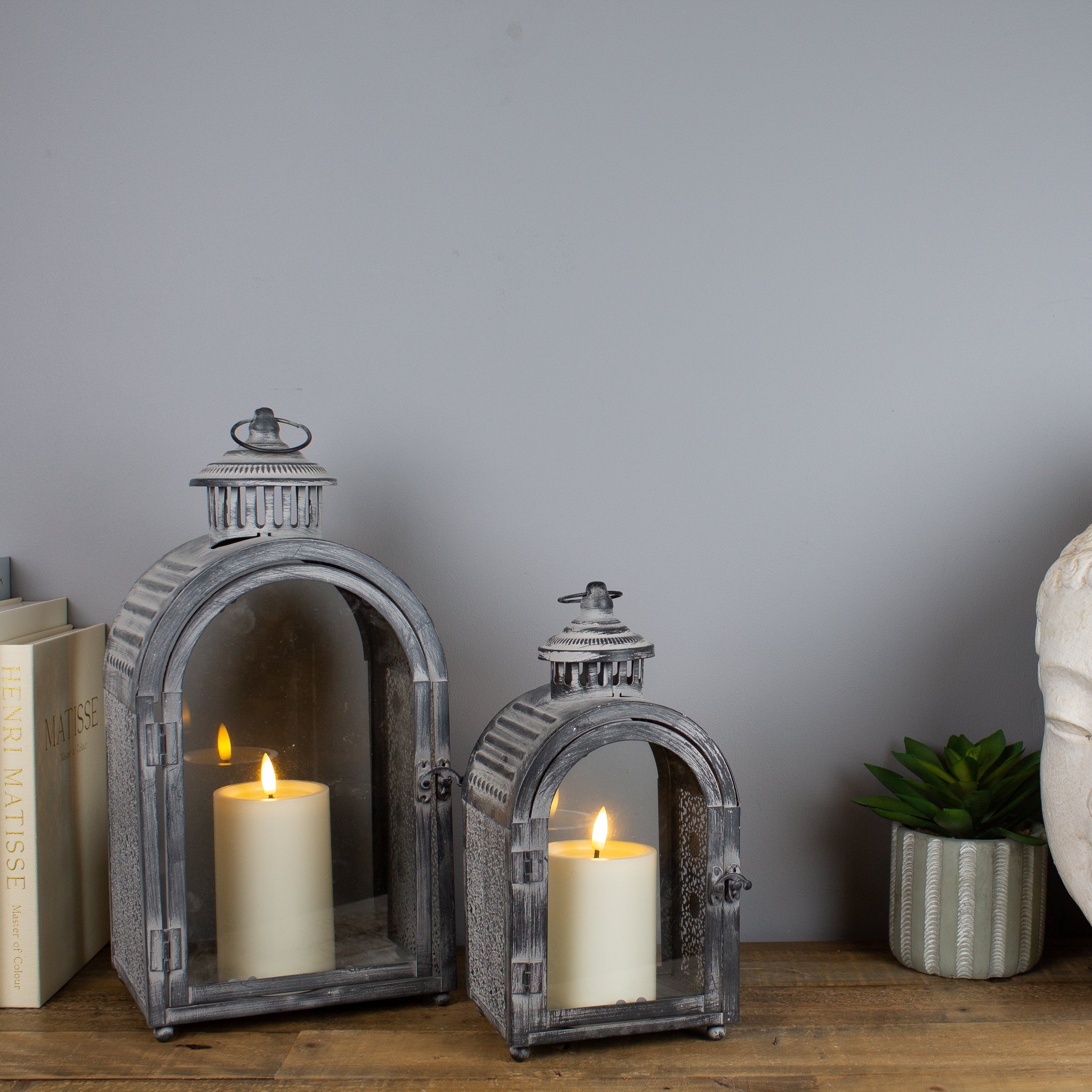 Foundry Candle Lantern Set, Black