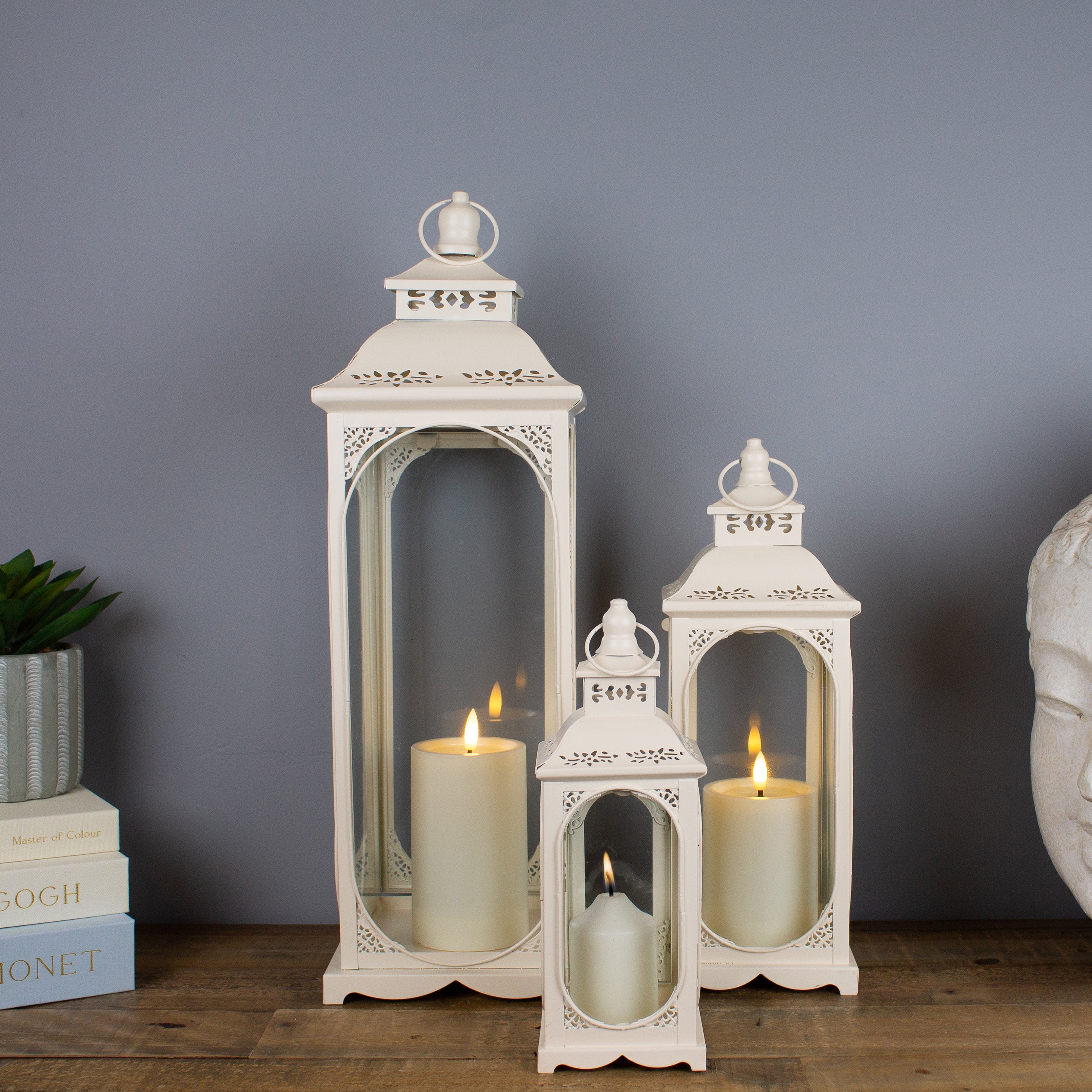 Harrington Candle Lantern Set, White