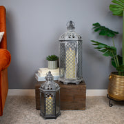 Vintage Moroccan Candle Lantern Set, Black